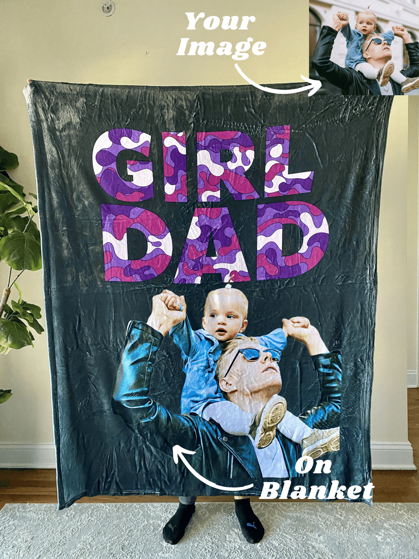 Girl Dad Custom Fleece Blanket