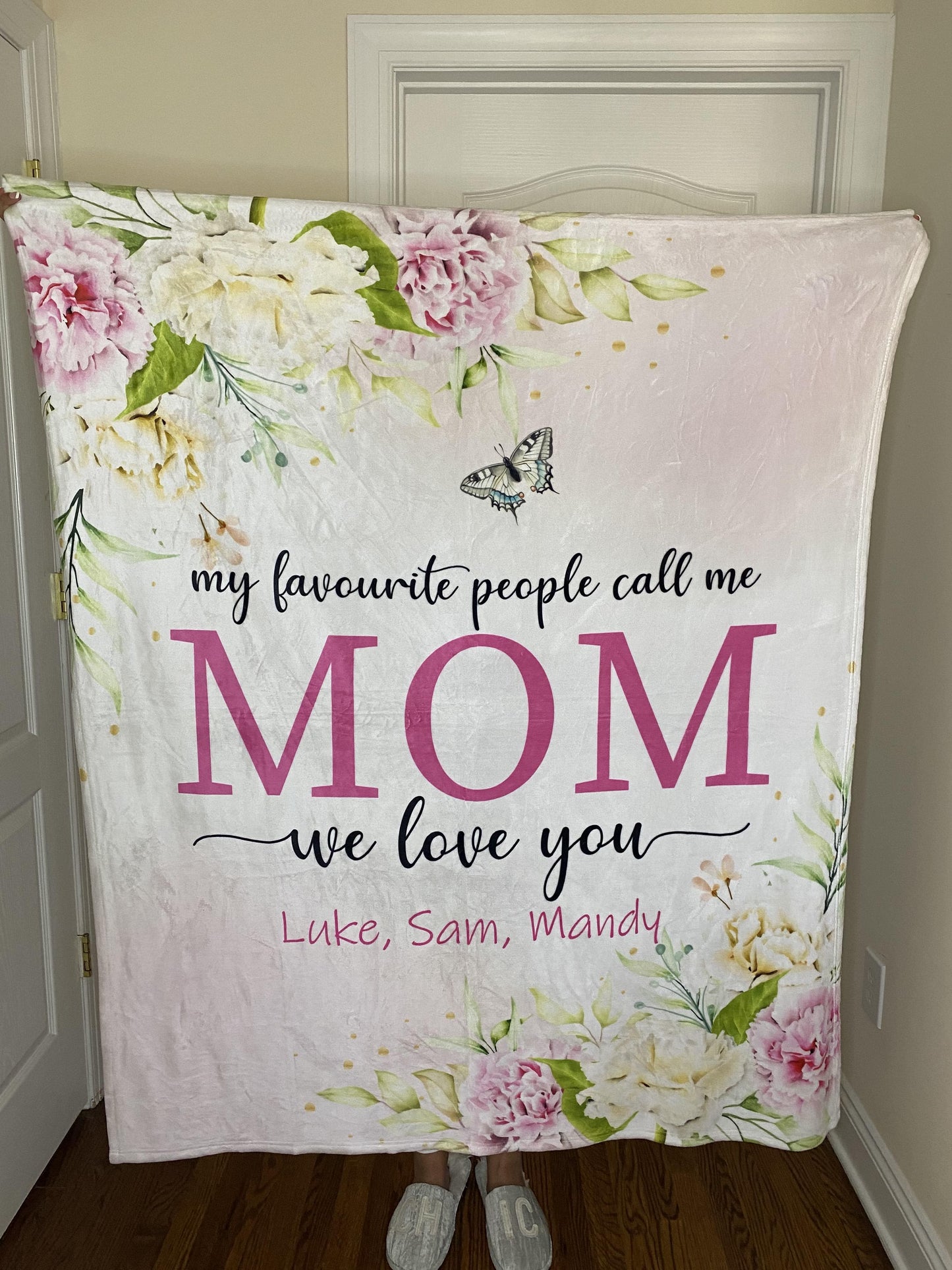 Carnations Custom Text Fleece Blanket