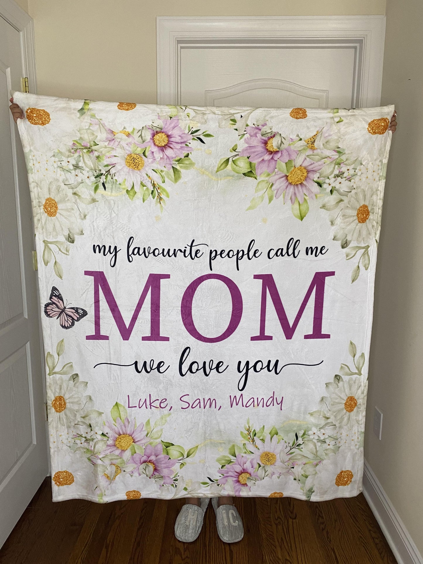 Daisies Custom Text Fleece Blanket