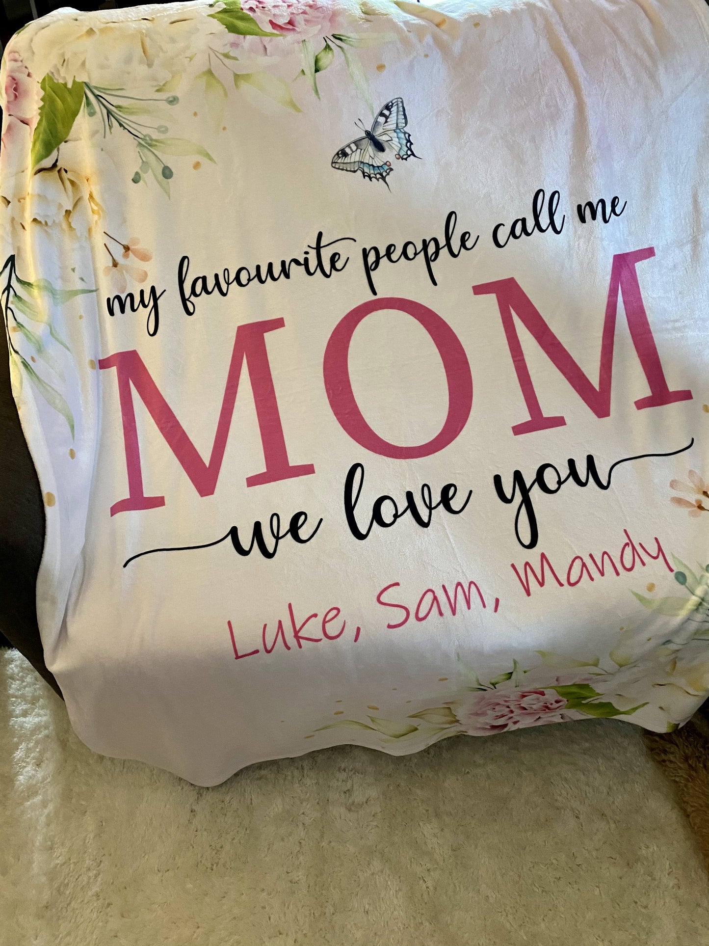 Carnations Custom Text Fleece Blanket