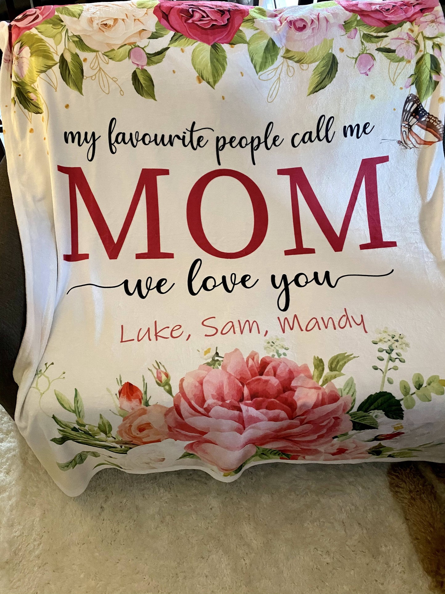 Rose Custom Text Fleece Blanket