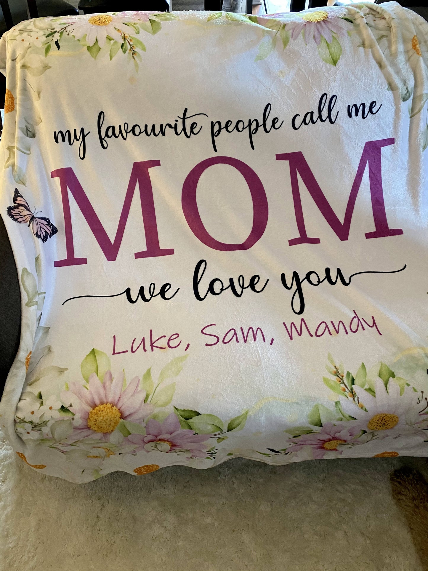 Daisies Custom Text Fleece Blanket
