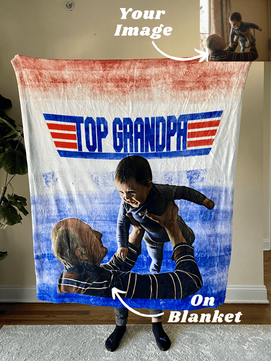 Top Grandpa Custom Fleece Blanket