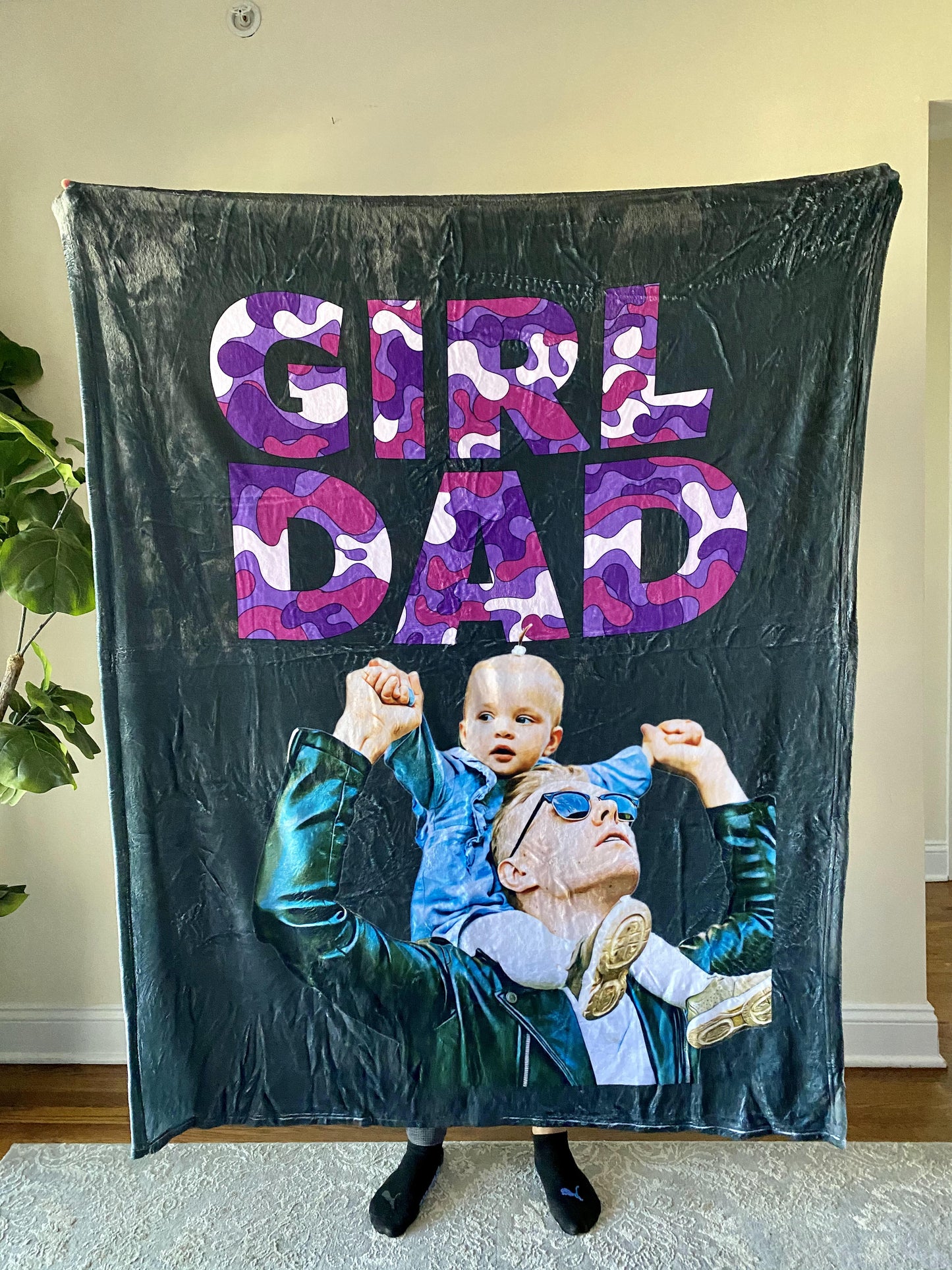 Girl Dad Custom Fleece Blanket