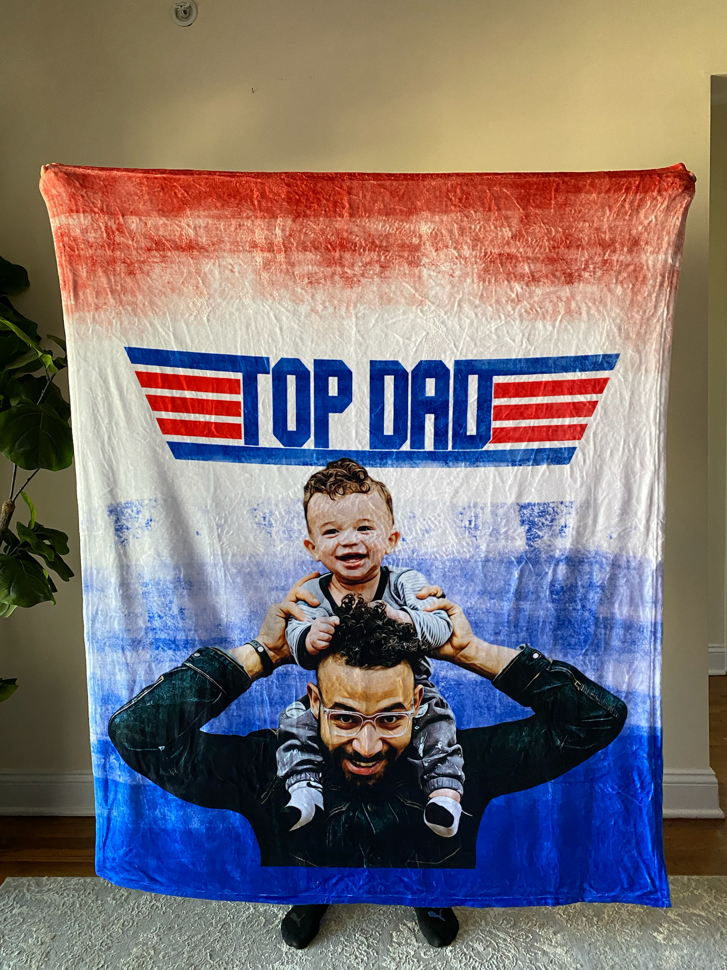 Top Dad Custom Fleece Blanket