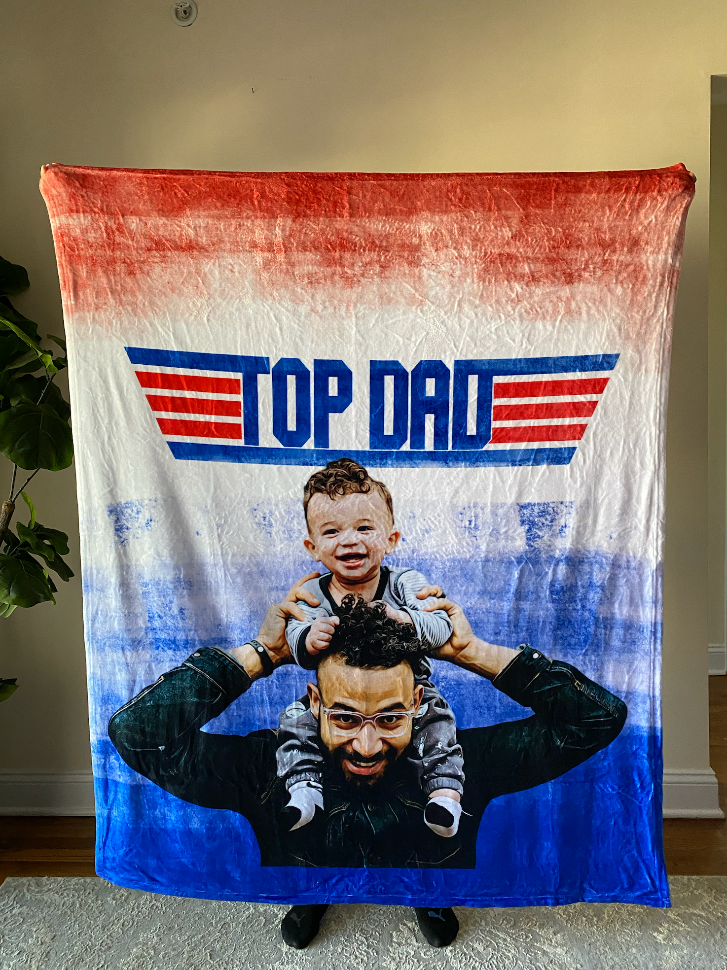 Personalized Top Dad Fleece Blanket